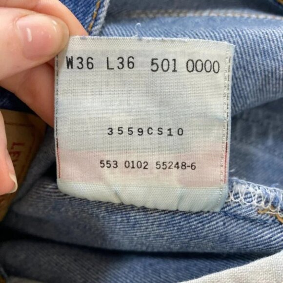 Vtg Levis 501xx Button Fly Blue Jeans USA MADE Denim Pants 501-0000 Size 36 x 36 - Picture 5 of 7